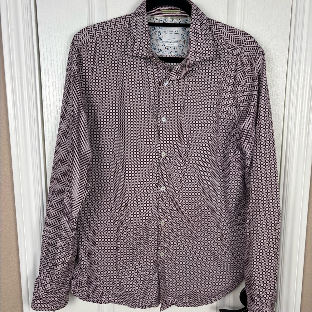 Cactus Man Rickey Singh Slimβ Fit Collared Long Sleeve Button Down Shirt Size L